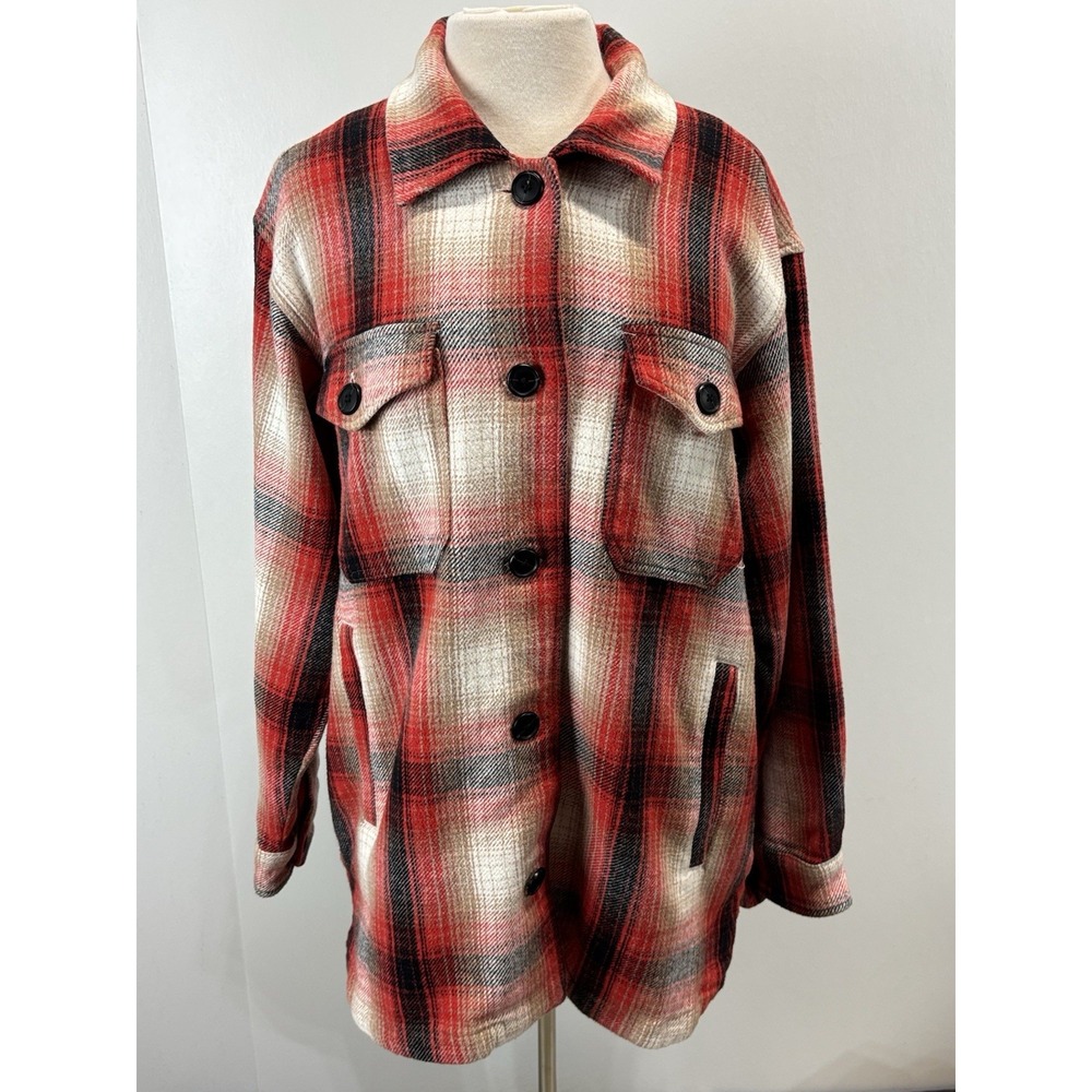 Lucky Brand Plaid Shirt Jacket Shacket Sz Medium Women's